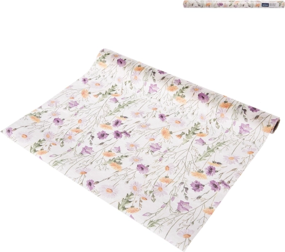 Camino de mesa de papel con motivo de flores primaverales violeta 40 × 180 cm