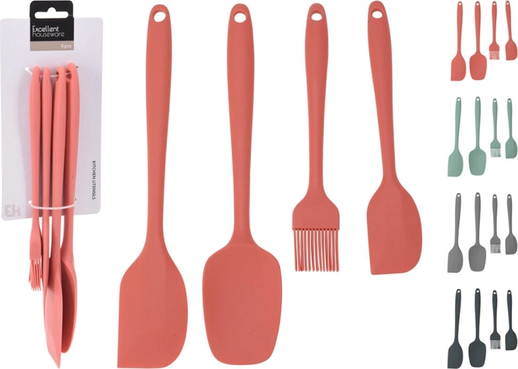 Juego de utensilios de cocina de silicona de 4 piezas – mix de colores