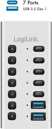 Hub USB de 7 puertos con interruptores y cable 2 en 1