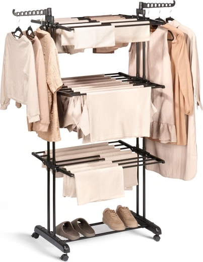 Tendedero vertical metálico con ruedas 125 × 170 cm – VILDE