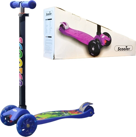 Patinete infantil de tres ruedas con ruedas luminosas – azul