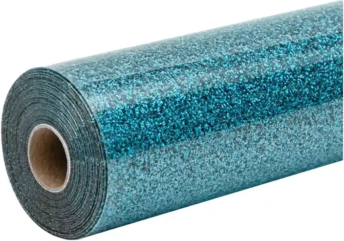 HTVRONT lámina termotransferible con purpurina 30,5 × 90 cm azul