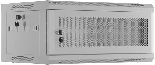 armario rack mural 19" 4U 600 × 450 con puerta perforada, gris