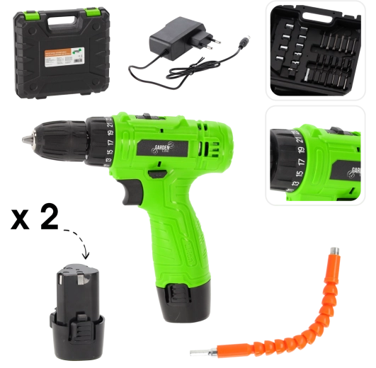 Taladro atornillador a batería 12 V 500 W