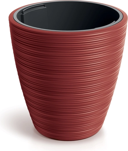 Maceta Vena Round 39 cm – cubierta retro roja de plástico con inserto