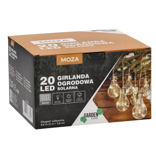 Guirnalda solar de jardín 20 LED blanco cálido 5,8 m IP44