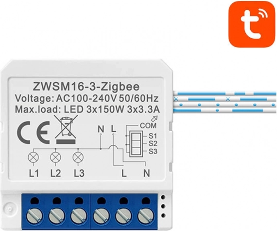 Módulo inteligente de conmutación ZigBee Avatto de tres canales para iluminación TUYA