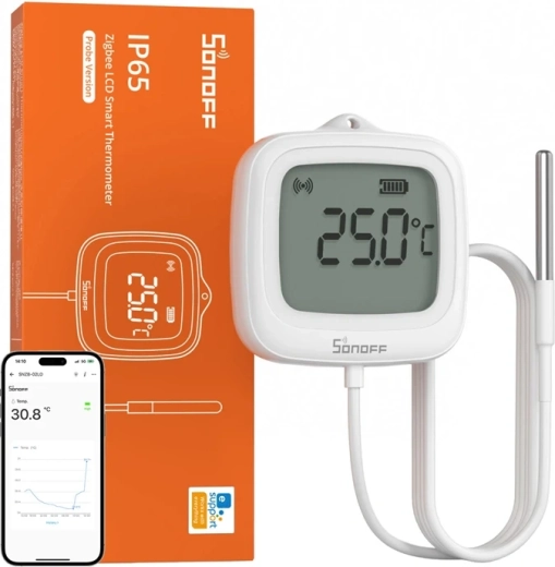 Sensor de temperatura Zigbee SONOFF SNZB-02LD con pantalla LCD y sonda