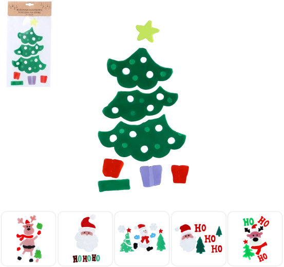 Pegatinas gelatinosas navideñas para ventana 15 × 30 cm, set de 6 motivos