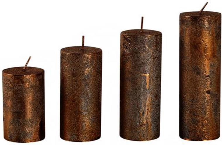 Velas de Adviento rústicas Provence en color cobrizo, 4 unidades