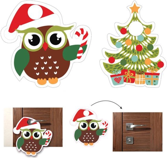 Colgante navideño para pomo con motivo de búho, 2 uds., de papel