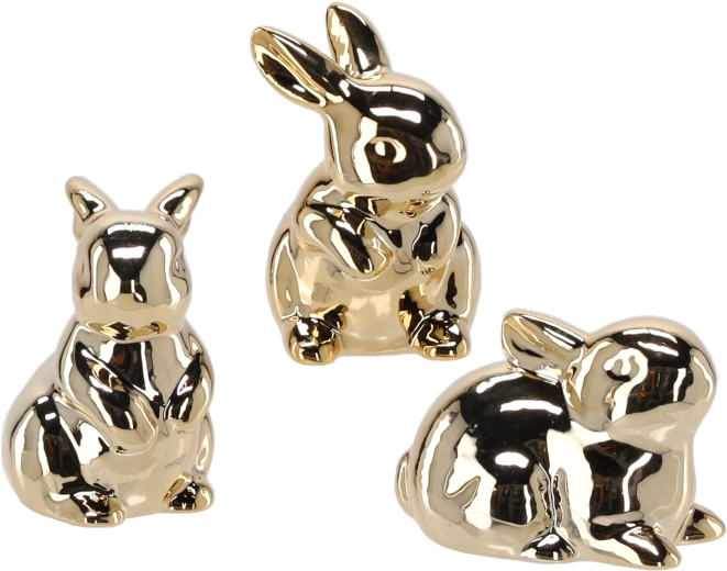 Conejito de Pascua dorado – set de figuras decorativas