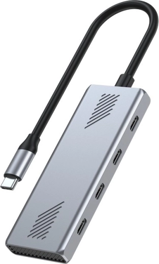Hub USB‑C 4× USB‑C 10 Gb/s, USB 3.2 Gen 2, diseño metálico