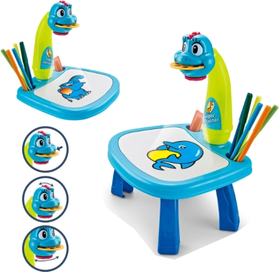 Proyector infantil multifuncional para dibujar – dinosaurio azul