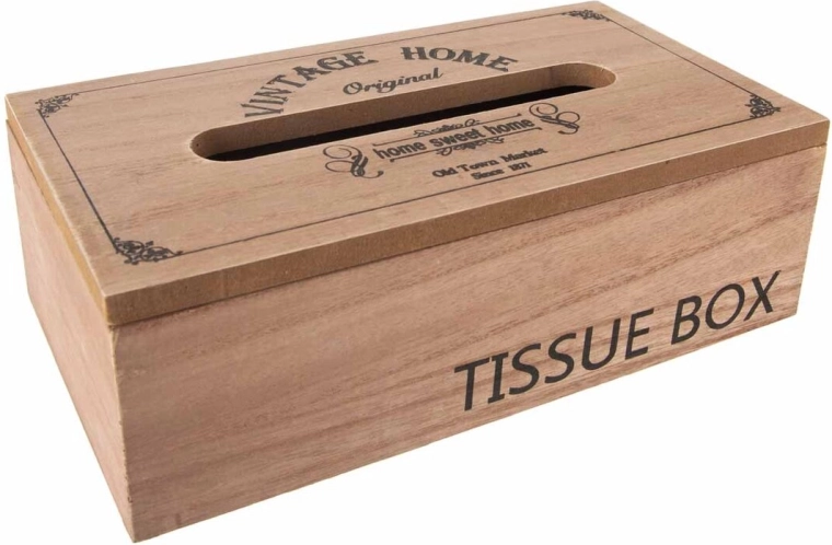 Caja de madera para pañuelos de papel marrón
