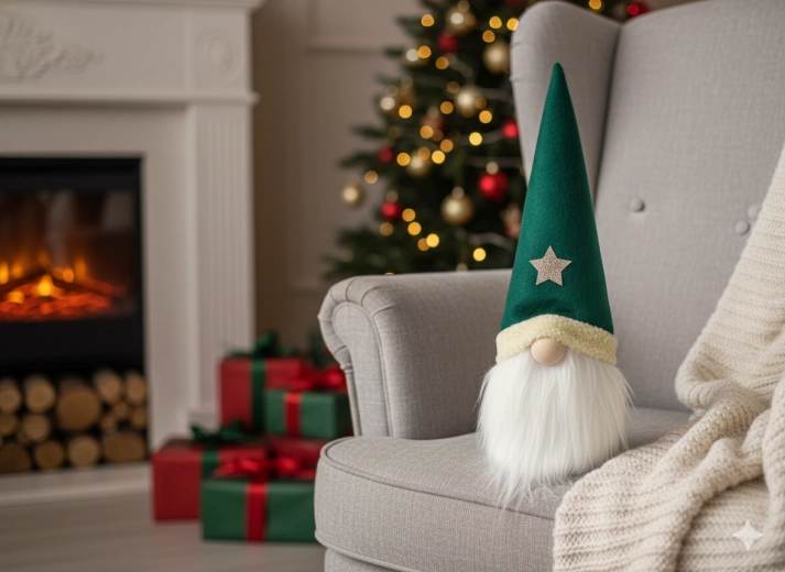 Duende navideño con gorro verde 38 cm