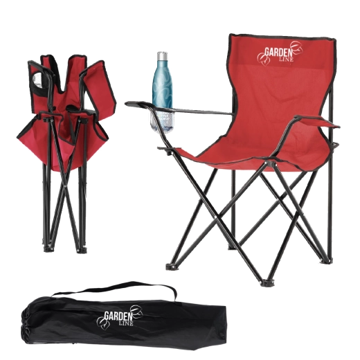 Silla plegable de camping y pesca roja 50 × 50 × 80 cm