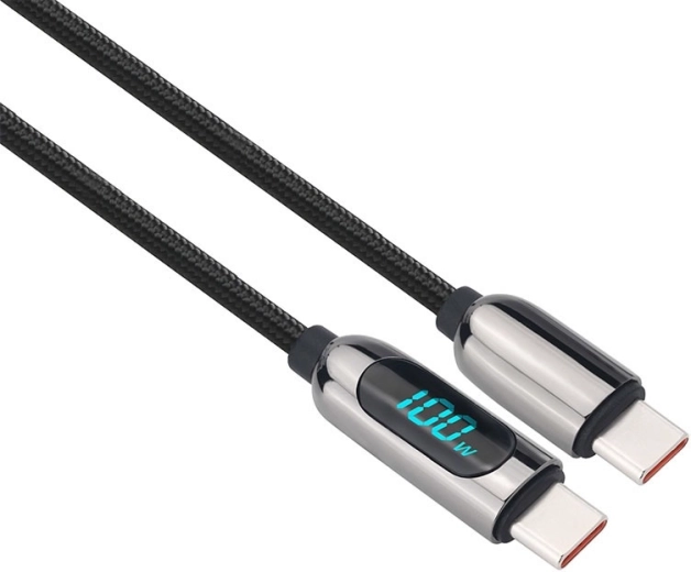 Cable Solight USB-C con pantalla USB-C – USB-C 100 W 2 m - 1 unidad
