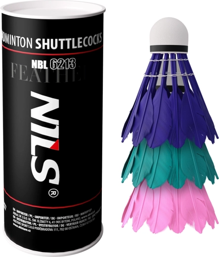 Volantes de bádminton de plumas NILS multicolor, 3 uds.