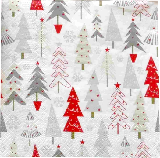Servilletas navideñas con arbolitos, 3 capas, 33 × 33 cm