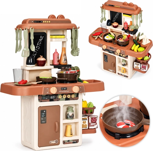 Cocina infantil con sonidos, iluminación LED, vapor y 55 accesorios