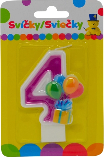 Vela de cumpleaños número 4 con globos