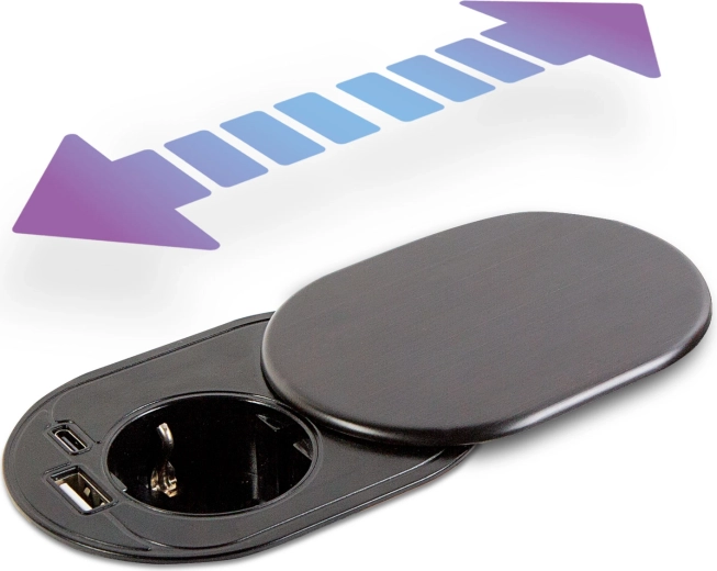 Enchufe de sobremesa empotrado con USB-A y USB-C Slide it
