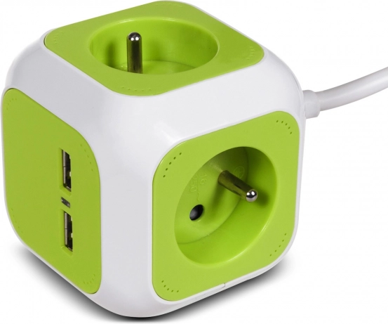 Regleta cúbica con 4 tomas schuko y 2 USB, 1,4 m GREENBLUE Magic Cube