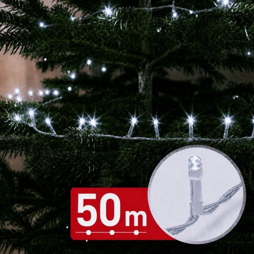 Cadena de luces LED de 50 m, 1000 LED, blanco frío