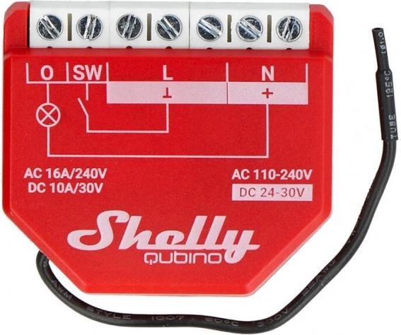 Módulo de control rojo Shelly para hogares inteligentes