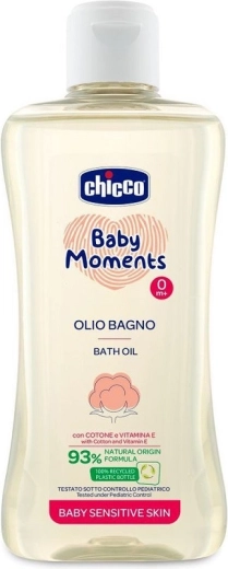 Aceite de baño Chicco Baby Moments Sensitive con aceite de algodón y vitamina E, 200 ml