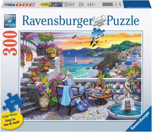 Puzzle Ravensburger Puesta de sol sobre Santorini 300 piezas