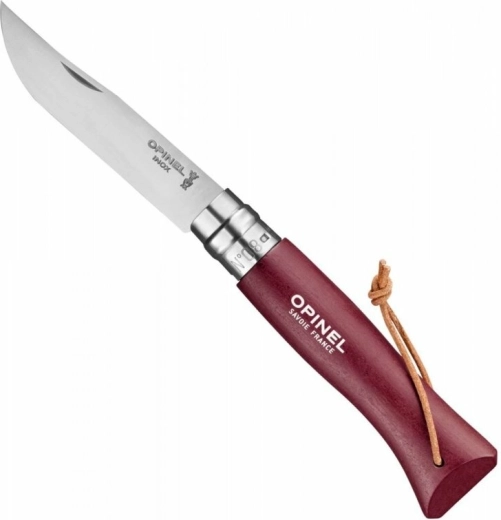 Opinel N°08 Trekking burgundy – navaja de bolsillo 8,5 cm, madera de haya