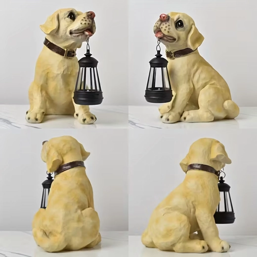 Lámpara solar de jardín – perro decorativo con farol LED