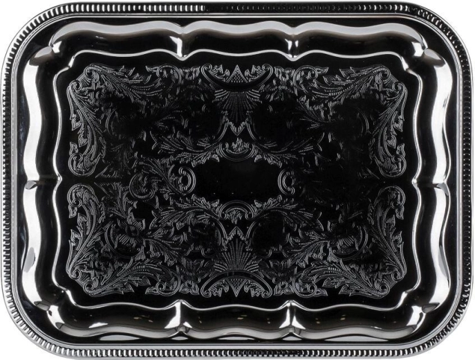 Bandeja de servir rectangular AKCENT 41 × 31 cm, cromada