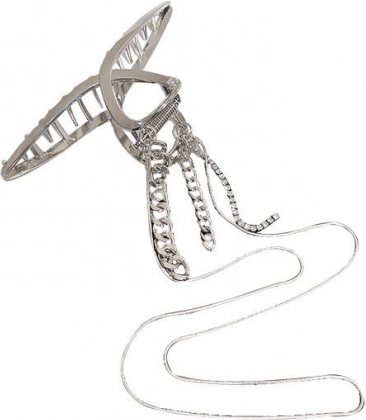 Pinza decorativa para el cabello con cadena en color plateado