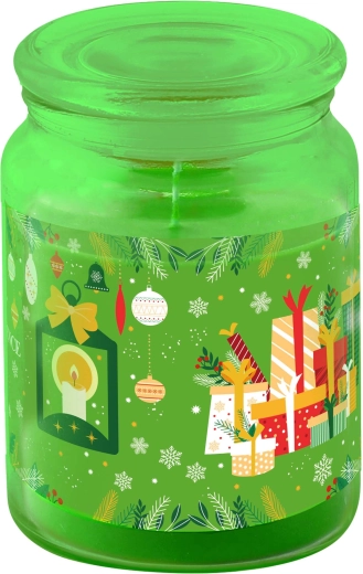 Vela en vaso con tapa, verde mate, 510 g