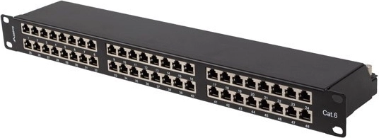 Panel de parcheo Lanberg 48 puertos 1U 19" Cat.6 FTP apantallado negro
