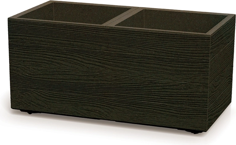 Macetero de plástico con imitación de madera 77 cm, color café, PROSPERPLAST Madera Case