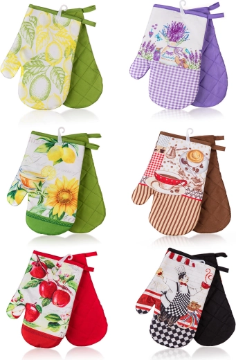 Agarraderas de cocina con presilla 27 × 17 cm, set de 2 unidades, mix de diseños
