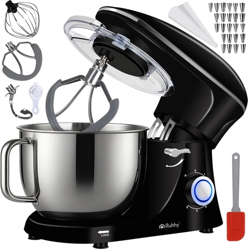 Robot de cocina planetario Ruhhy 1500 W, bol de acero inoxidable 6,2 l