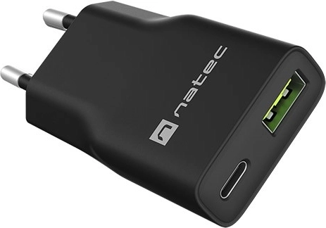 Natec Ribera GaN slim cargador de pared 20 W (USB-C + USB-A) - 1 unidad