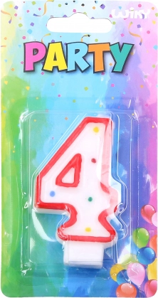 Vela de fiesta número 4 roja
