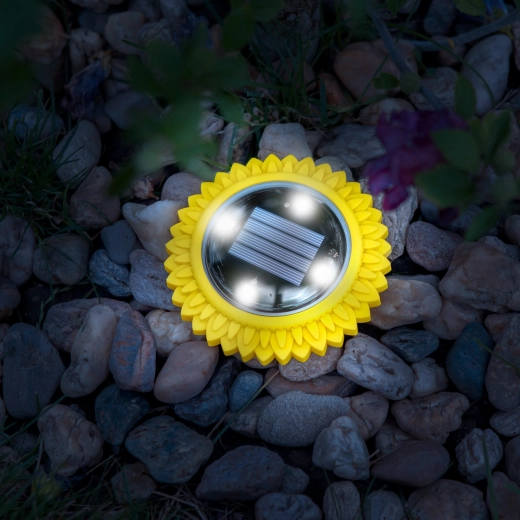 Lámpara LED solar de jardín con forma de girasol, amarilla