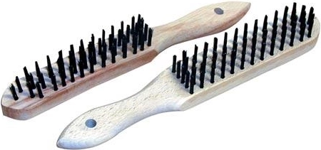 Cepillo de alambre manual con 4 filas, mango de madera