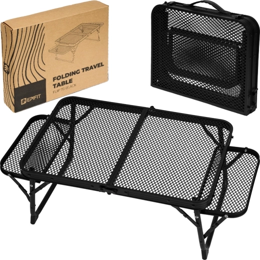 Mesa turística plegable Flip baja 70 negra