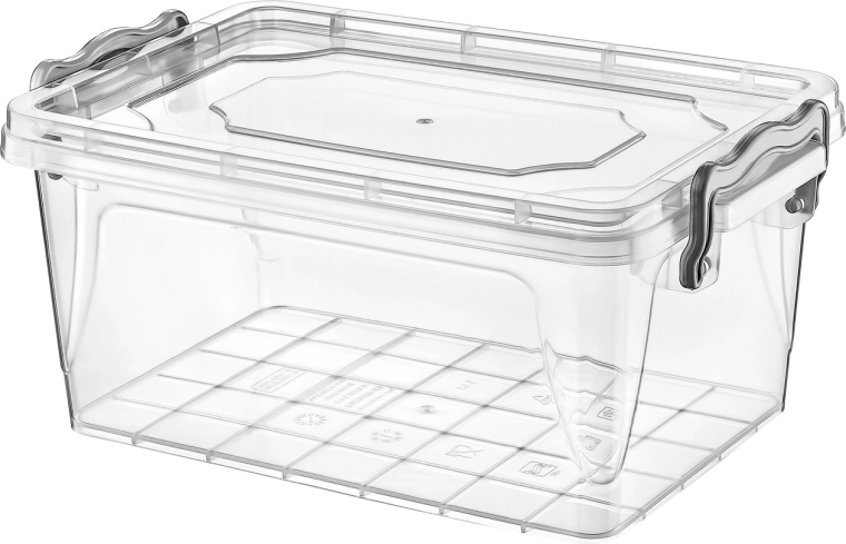 Caja de almacenamiento de plástico con clips 1,5 l transparente