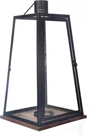Farol decorativo de madera y metal en negro y beige 60 cm