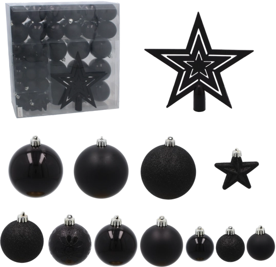 Set de 86 bolas navideñas negras