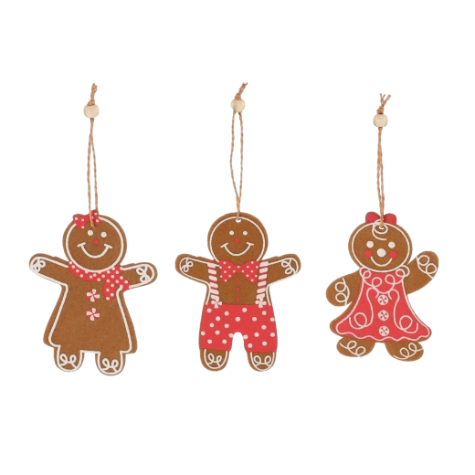 Adornos navideños colgantes de pan de jengibre 12 uds., 8,5 × 11,5 cm